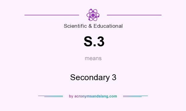 What does S.3 mean? It stands for Secondary 3