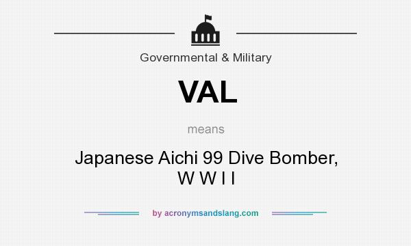 What does VAL mean? It stands for Japanese Aichi 99 Dive Bomber, W W I I