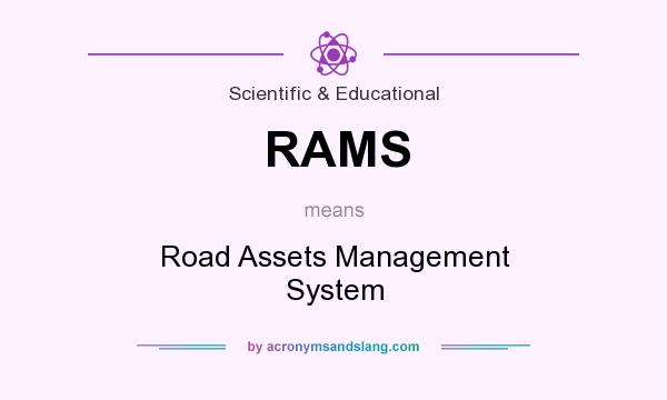 What does RAMS mean? It stands for Road Assets Management System