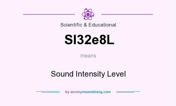 What does SI32e8L mean? It stands for Sound Intensity Level