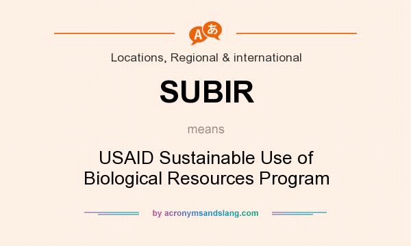 What does SUBIR mean? It stands for USAID Sustainable Use of Biological Resources Program
