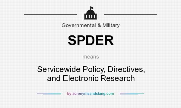 What does SPDER mean? It stands for Servicewide Policy, Directives, and Electronic Research