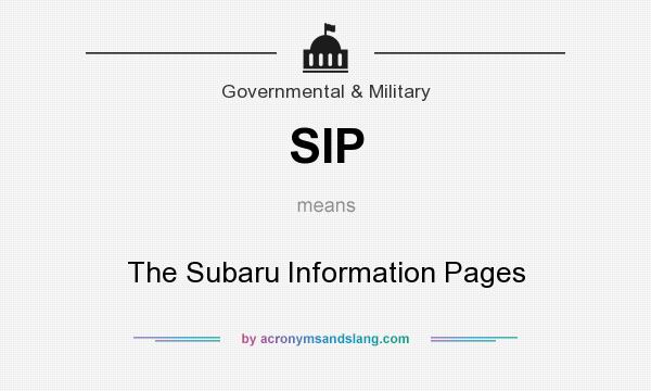 What does SIP mean? It stands for The Subaru Information Pages
