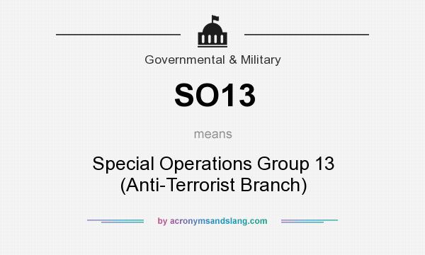 What does SO13 mean? It stands for Special Operations Group 13 (Anti-Terrorist Branch)