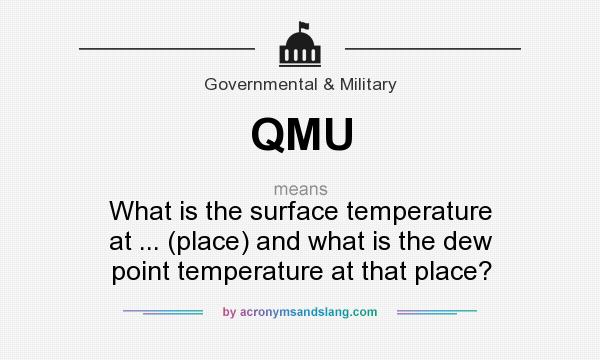 What does QMU mean? It stands for What is the surface temperature at ... (place) and what is the dew point temperature at that place?