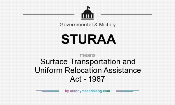 What does STURAA mean? It stands for Surface Transportation and Uniform Relocation Assistance Act - 1987