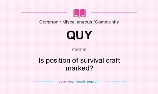 What does QUY mean? It stands for Is position of survival craft marked?