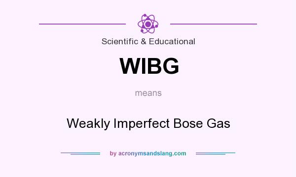 What does WIBG mean? It stands for Weakly Imperfect Bose Gas
