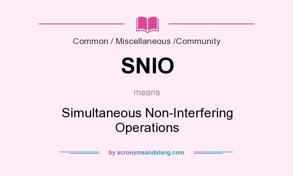 What does SNIO mean? It stands for Simultaneous Non-Interfering Operations