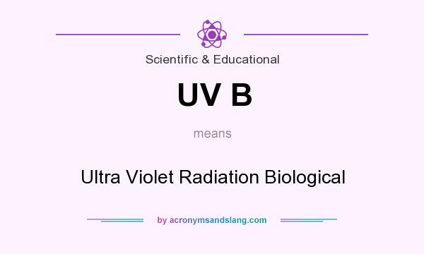 What does UV B mean? It stands for Ultra Violet Radiation Biological