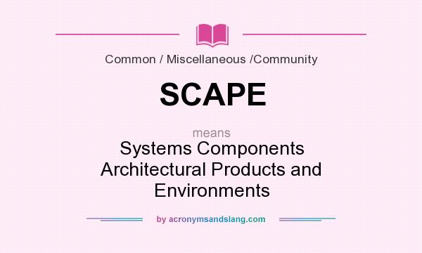 What does SCAPE mean? It stands for Systems Components Architectural Products and Environments