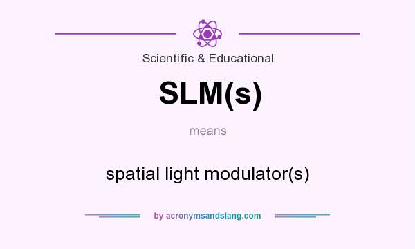 What does SLM(s) mean? It stands for spatial light modulator(s)
