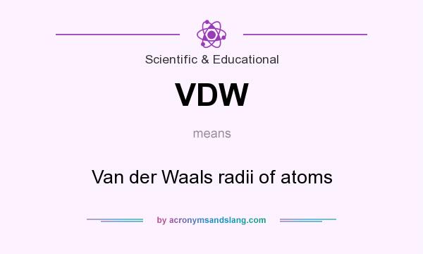 What does VDW mean? It stands for Van der Waals radii of atoms