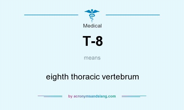 What does T-8 mean? It stands for eighth thoracic vertebrum