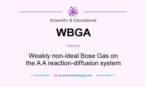 What does WBGA mean? It stands for Weakly non-ideal Bose Gas on the A A reaction-diffusion system