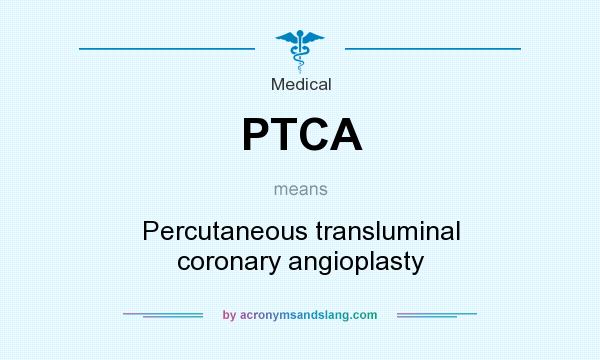 What does PTCA mean? It stands for Percutaneous transluminal coronary angioplasty