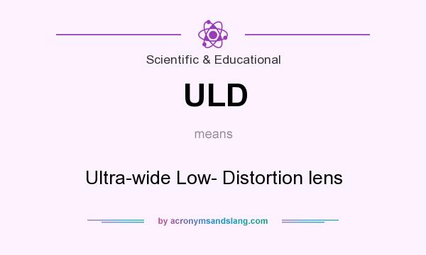 What does ULD mean? It stands for Ultra-wide Low- Distortion lens