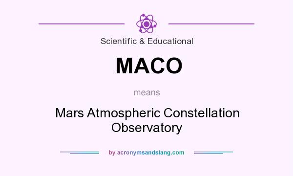 What does MACO mean? It stands for Mars Atmospheric Constellation Observatory