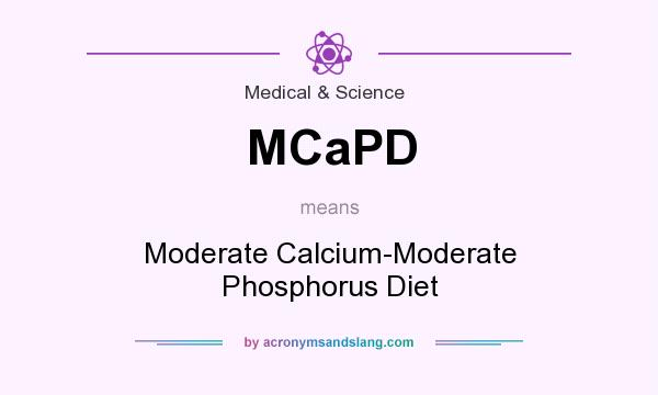 What does MCaPD mean? It stands for Moderate Calcium-Moderate Phosphorus Diet