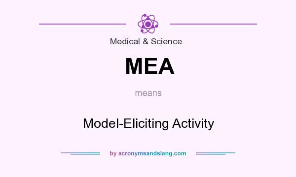 What does MEA mean? It stands for Model-Eliciting Activity