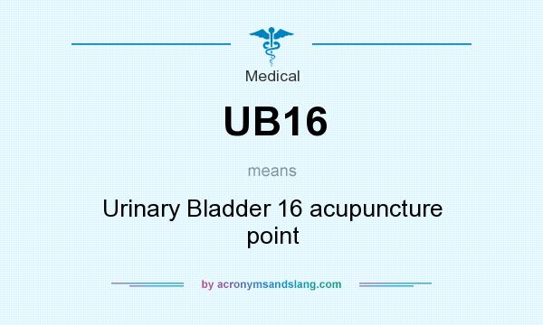 What does UB16 mean? It stands for Urinary Bladder 16 acupuncture point