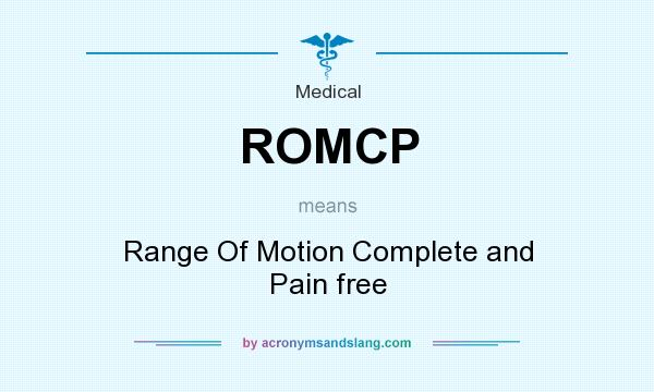 What does ROMCP mean? It stands for Range Of Motion Complete and Pain free