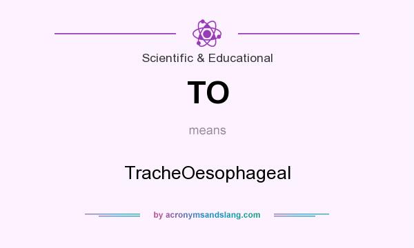 What does TO mean? It stands for TracheOesophageal
