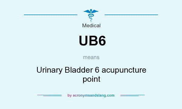 What does UB6 mean? It stands for Urinary Bladder 6 acupuncture point