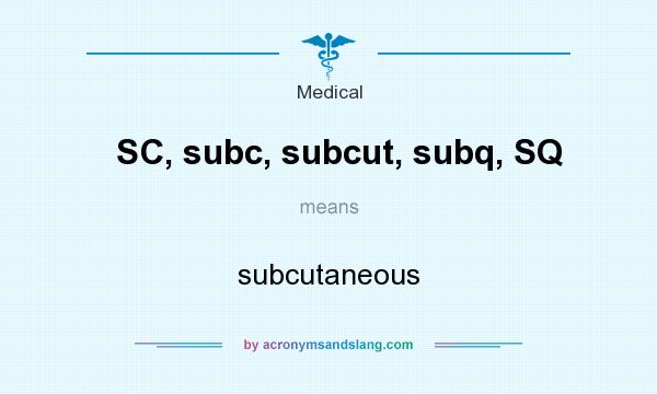 What does SC, subc, subcut, subq, SQ mean? It stands for subcutaneous