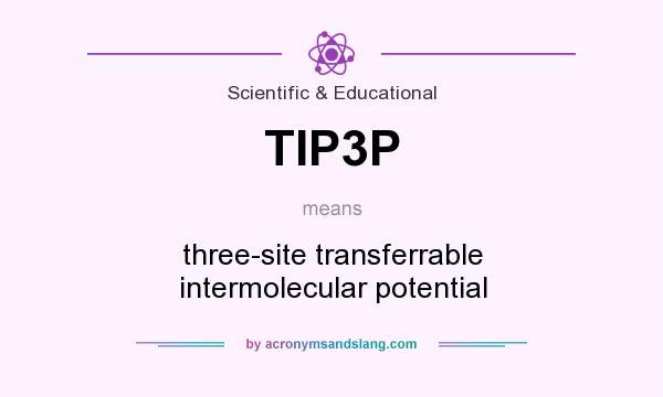 What does TIP3P mean? It stands for three-site transferrable intermolecular potential