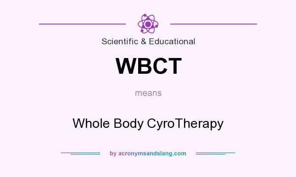 What does WBCT mean? It stands for Whole Body CyroTherapy