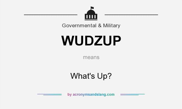 What does WUDZUP mean? It stands for What`s Up?
