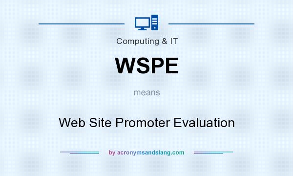 What does WSPE mean? It stands for Web Site Promoter Evaluation