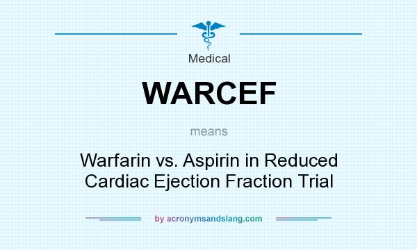 What does WARCEF mean? It stands for Warfarin vs. Aspirin in Reduced Cardiac Ejection Fraction Trial