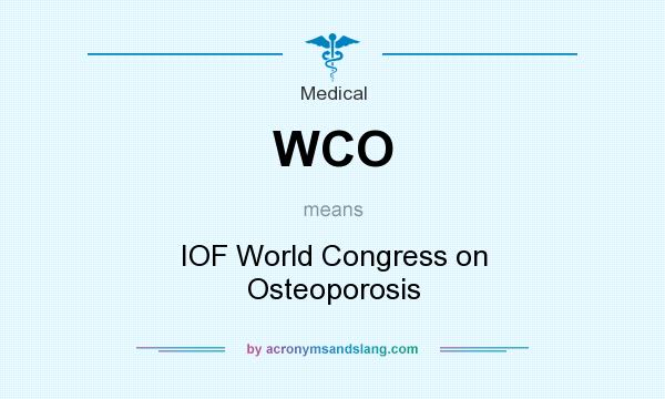 What does WCO mean? It stands for IOF World Congress on Osteoporosis
