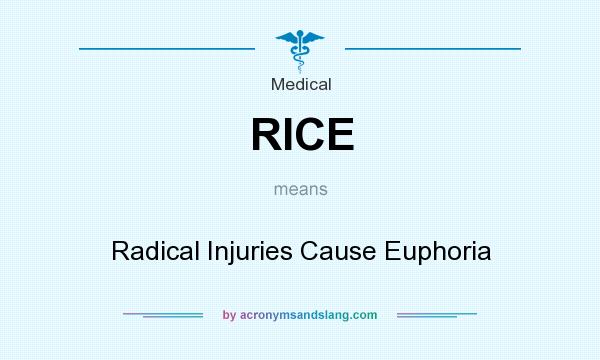What does RICE mean? It stands for Radical Injuries Cause Euphoria