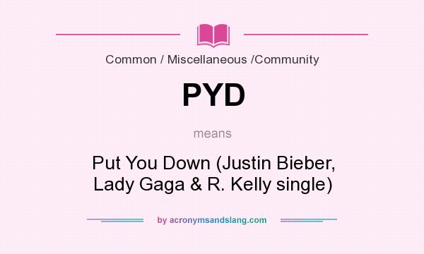 What does PYD mean? It stands for Put You Down (Justin Bieber, Lady Gaga & R. Kelly single)
