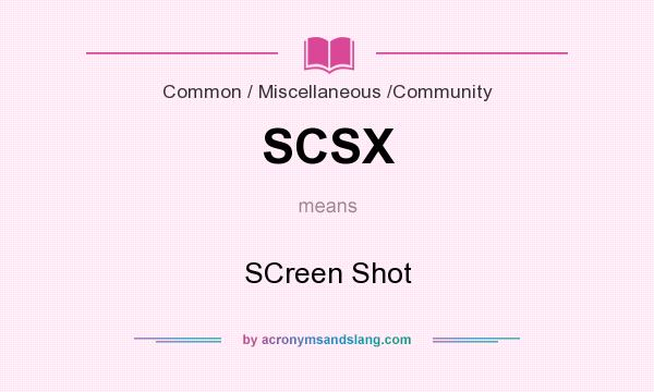 What does SCSX mean? It stands for SCreen Shot