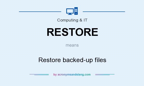 What does RESTORE mean? It stands for Restore backed-up files