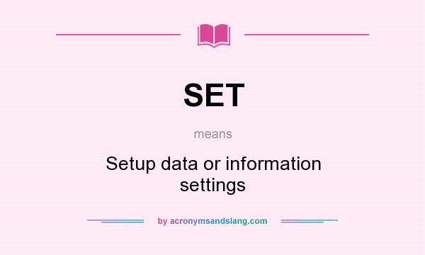 What does SET mean? It stands for Setup data or information settings
