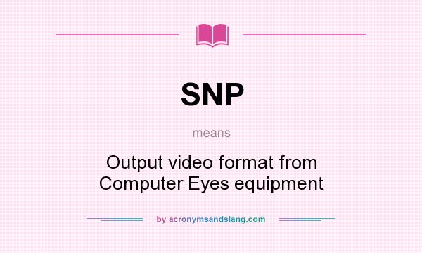 What does SNP mean? It stands for Output video format from Computer Eyes equipment