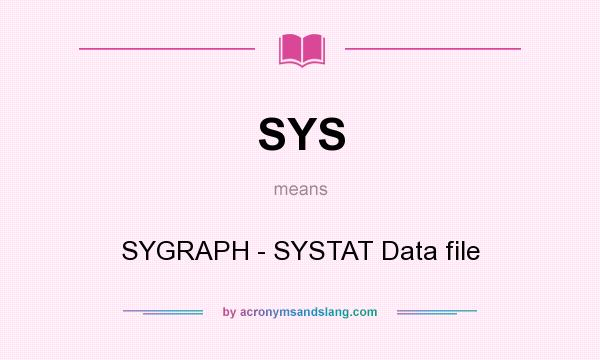 What does SYS mean? It stands for SYGRAPH - SYSTAT Data file