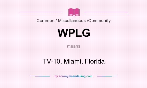 What does WPLG mean? It stands for TV-10, Miami, Florida