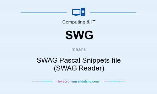 What does SWG mean? It stands for SWAG Pascal Snippets file (SWAG Reader)