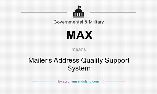 What does MAX mean? It stands for Mailer`s Address Quality Support System