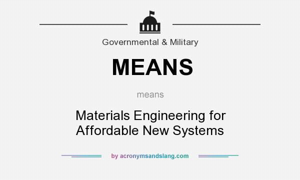 What does MEANS mean? It stands for Materials Engineering for Affordable New Systems