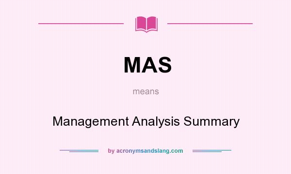 What does MAS mean? It stands for Management Analysis Summary