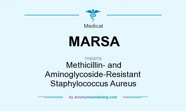What does MARSA mean? It stands for Methicillin- and Aminoglycoside-Resistant Staphylococcus Aureus