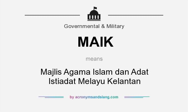 What does MAIK mean? It stands for Majlis Agama Islam dan Adat Istiadat Melayu Kelantan