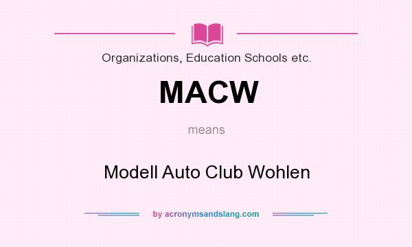 What does MACW mean? It stands for Modell Auto Club Wohlen